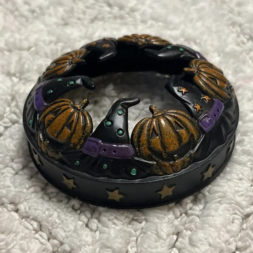 Yankee Candle~Illuma Pumpkin Topper Jack O Lantern Witch Hat Retired Halloween